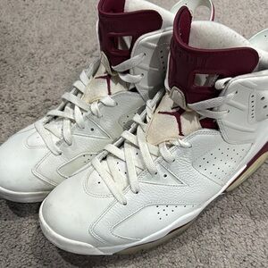 Jordan Retro High Top Sneakers White and Maroon